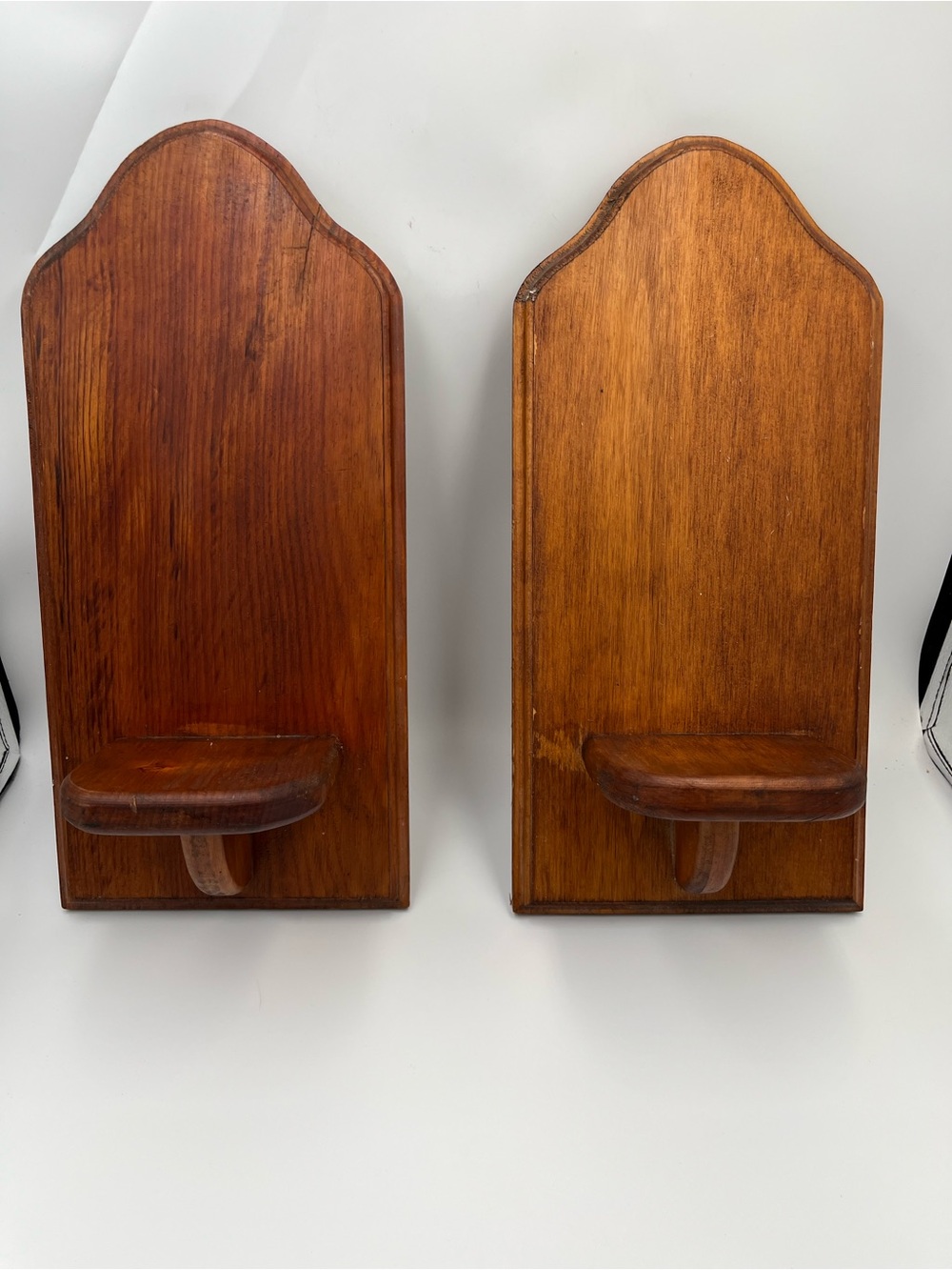 Vintage Wood Wall Sconce Candle Holder Cottage Core Farmhouse Rustic Pair